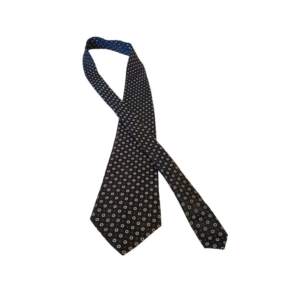 George Luxury 100%‎ Silk Black Circle Polka Dot Neck Tie Business Church Wedding